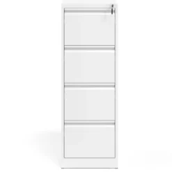Archivador de oficina strong 4 cajones, cierre centralizado, blanco