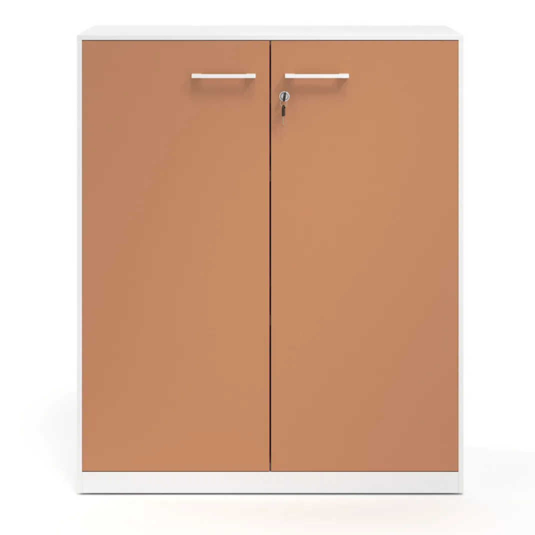 Armario de metal para oficina con puertas de melamina Strong 109x92cm, estructura blanca