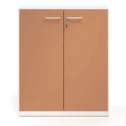 Armario de metal para oficina con puertas de melamina Strong 109x92cm, estructura blanca