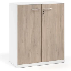 Armario de metal para oficina con puertas de melamina Strong 109x92cm, estructura blanca