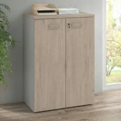 Armario de oficina Basic con puerta cerradura, medida 116x80