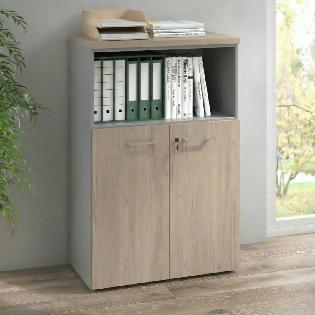 Armario de oficina Basic 3 alturas, medida 116x80 con puerta baja