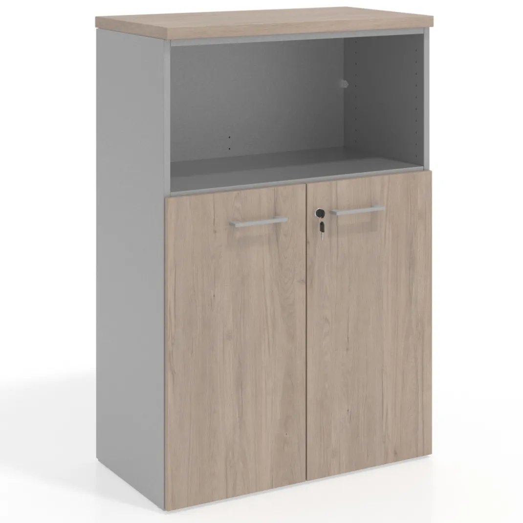 Armario de oficina Basic 3 alturas, medida 116x80 con puerta baja
