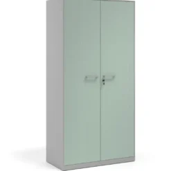 Armario de oficina metálico con puertas de melamina Strong 185x92cm, estructura aluminio