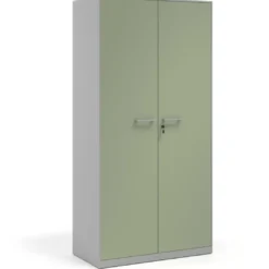 Armario de oficina metálico con puertas de melamina Strong 185x92cm, estructura aluminio
