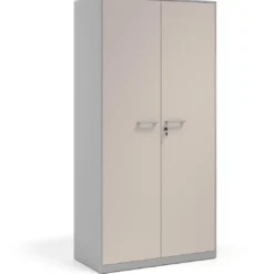 Armario de oficina metálico con puertas de melamina Strong 185x92cm, estructura aluminio