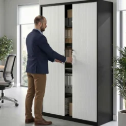 Armario de persiana Strong 185x120cm, estructura negro