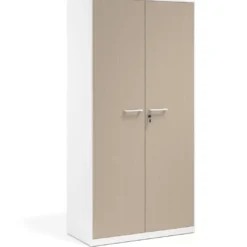 Armario metálico de oficina con puertas de melamina Strong 185x92cm, estructura blanca