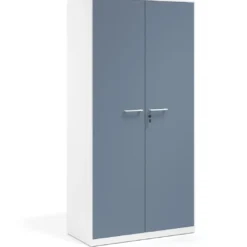 Armario metálico de oficina con puertas de melamina Strong 185x92cm, estructura blanca