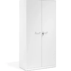 Armario metálico de oficina con puertas de melamina Strong 185x92cm, estructura blanca