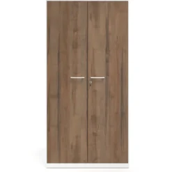 Armario metálico de oficina con puertas de melamina Strong 185x92cm, estructura blanca