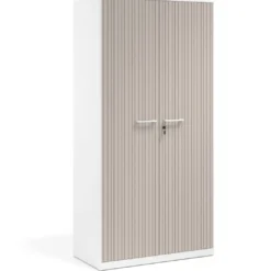 Armario metálico de oficina con puertas de melamina Strong 185x92cm, estructura blanca