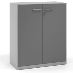 Armario metálico para oficina con puertas de melamina Strong 109x92cm, estructura aluminio