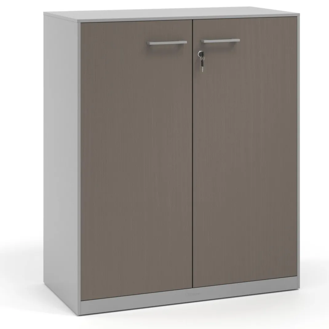 Armario metálico para oficina con puertas de melamina Strong 109x92cm, estructura aluminio