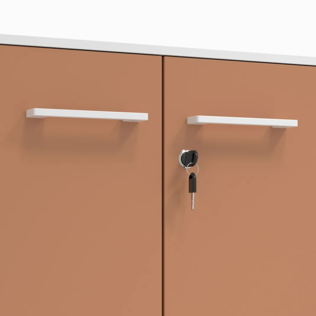 Armario de metal para oficina con puertas de melamina Strong 109x92cm, estructura blanca