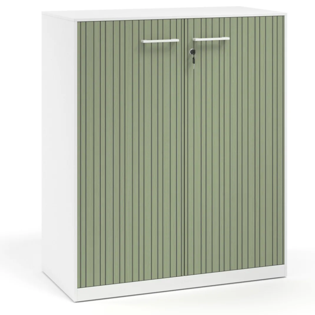 Armario de metal para oficina con puertas de melamina Strong 109x92cm, estructura blanca