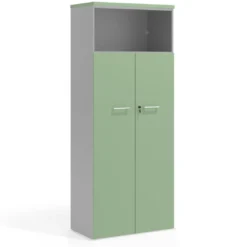 Armario de oficina Colors con puerta y repisa superior, medida 193x80