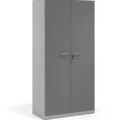 Armario de oficina metálico con puertas de melamina Strong 185x92cm, estructura aluminio