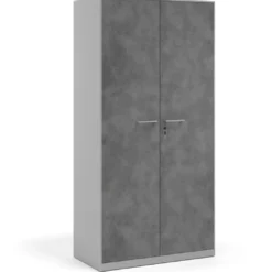 Armario de oficina metálico con puertas de melamina Strong 185x92cm, estructura aluminio