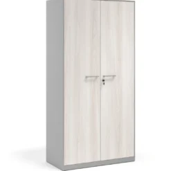 Armario de oficina metálico con puertas de melamina Strong 185x92cm, estructura aluminio