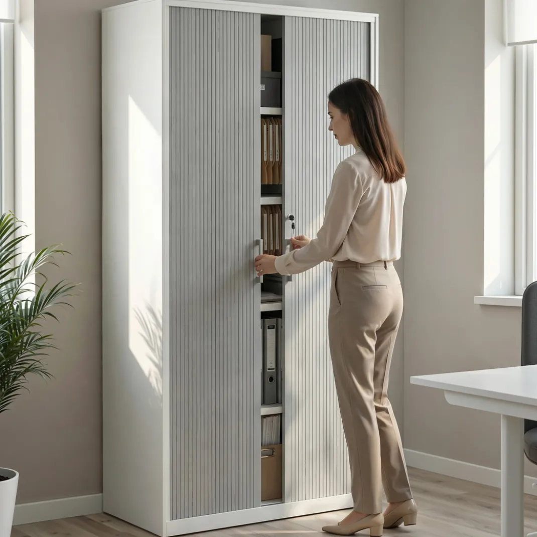 Armario de persiana Strong 185x92cm, estructura blanca
