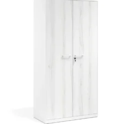 Armario metálico de oficina con puertas de melamina Strong 185x92cm, estructura blanca