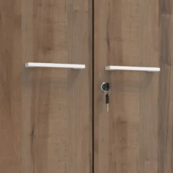 Armario metálico de oficina con puertas de melamina Strong 185x92cm, estructura blanca