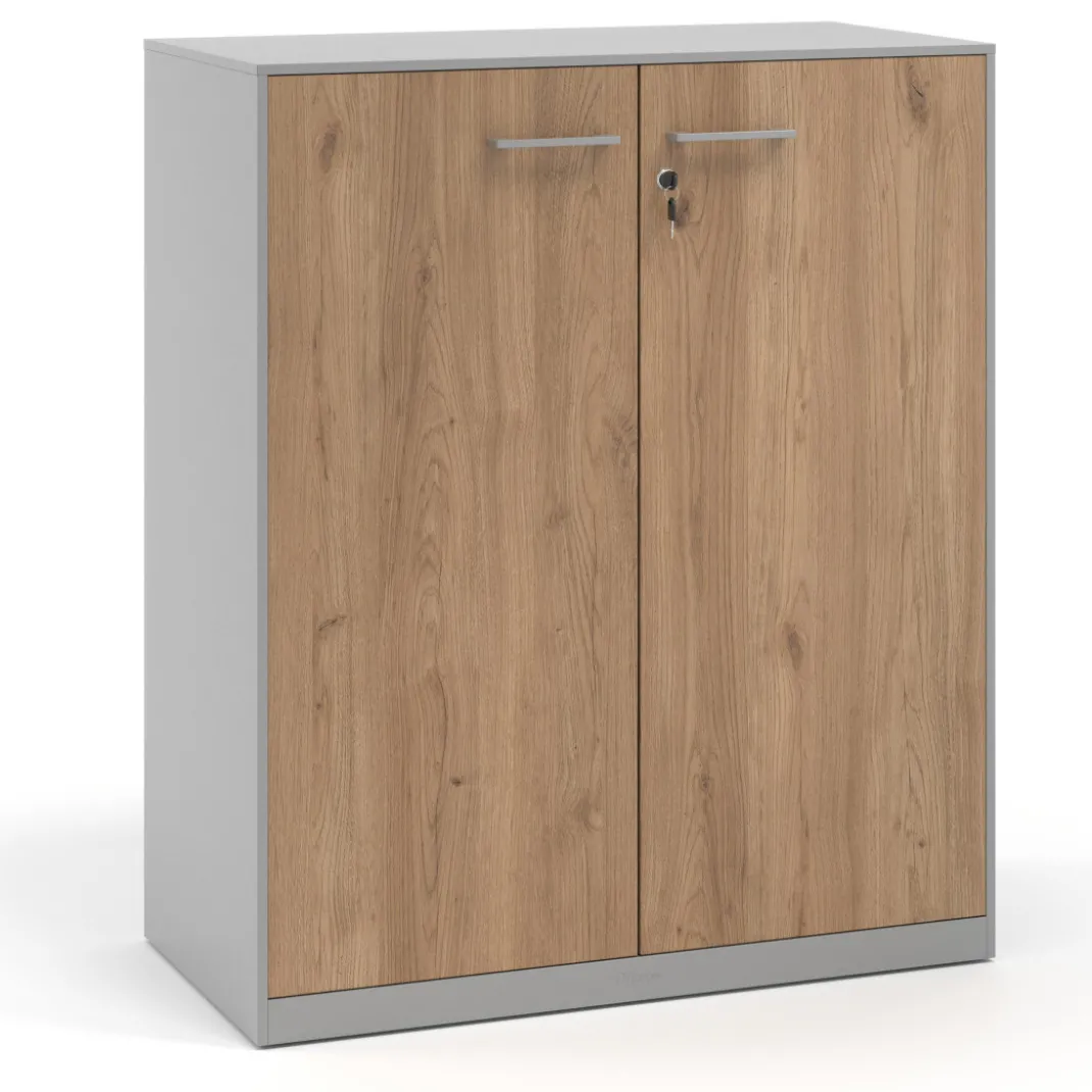 Armario metálico para oficina con puertas de melamina Strong 109x92cm, estructura aluminio