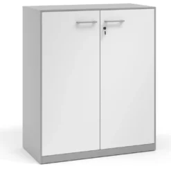 Armario metálico para oficina con puertas de melamina Strong 109x92cm, estructura aluminio