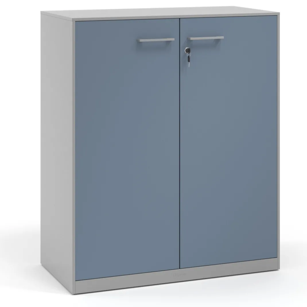 Armario metálico para oficina con puertas de melamina Strong 109x92cm, estructura aluminio