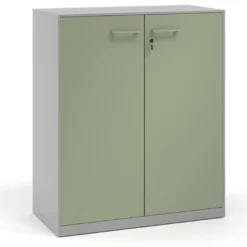 Armario metálico para oficina con puertas de melamina Strong 109x92cm, estructura aluminio