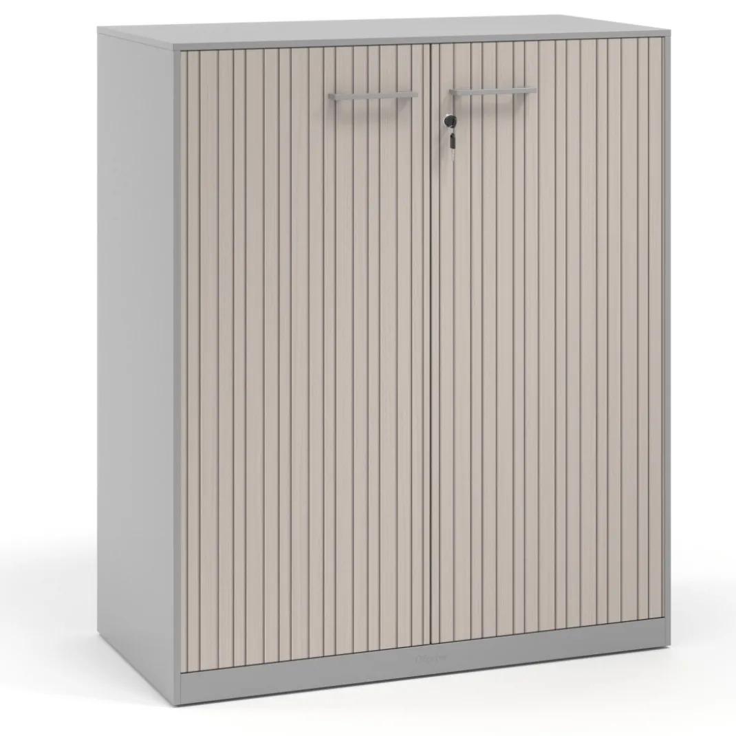 Armario metálico para oficina con puertas de melamina Strong 109x92cm, estructura aluminio
