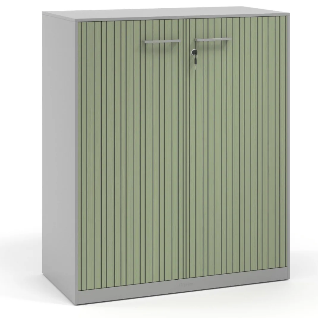 Armario metálico para oficina con puertas de melamina Strong 109x92cm, estructura aluminio