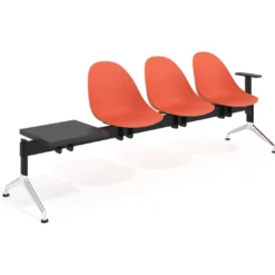 Bancada Sala de Espera Flow 3 asientos + mesa pata aluminio lúcido