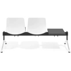 Bancada Sala de Espera Nexus 2 asientos + mesa, pata aluminio lucido