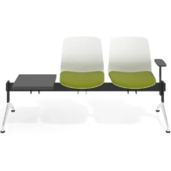 Bancada Sala de Espera Nexus 2 asientos + mesa, pata aluminio lucido