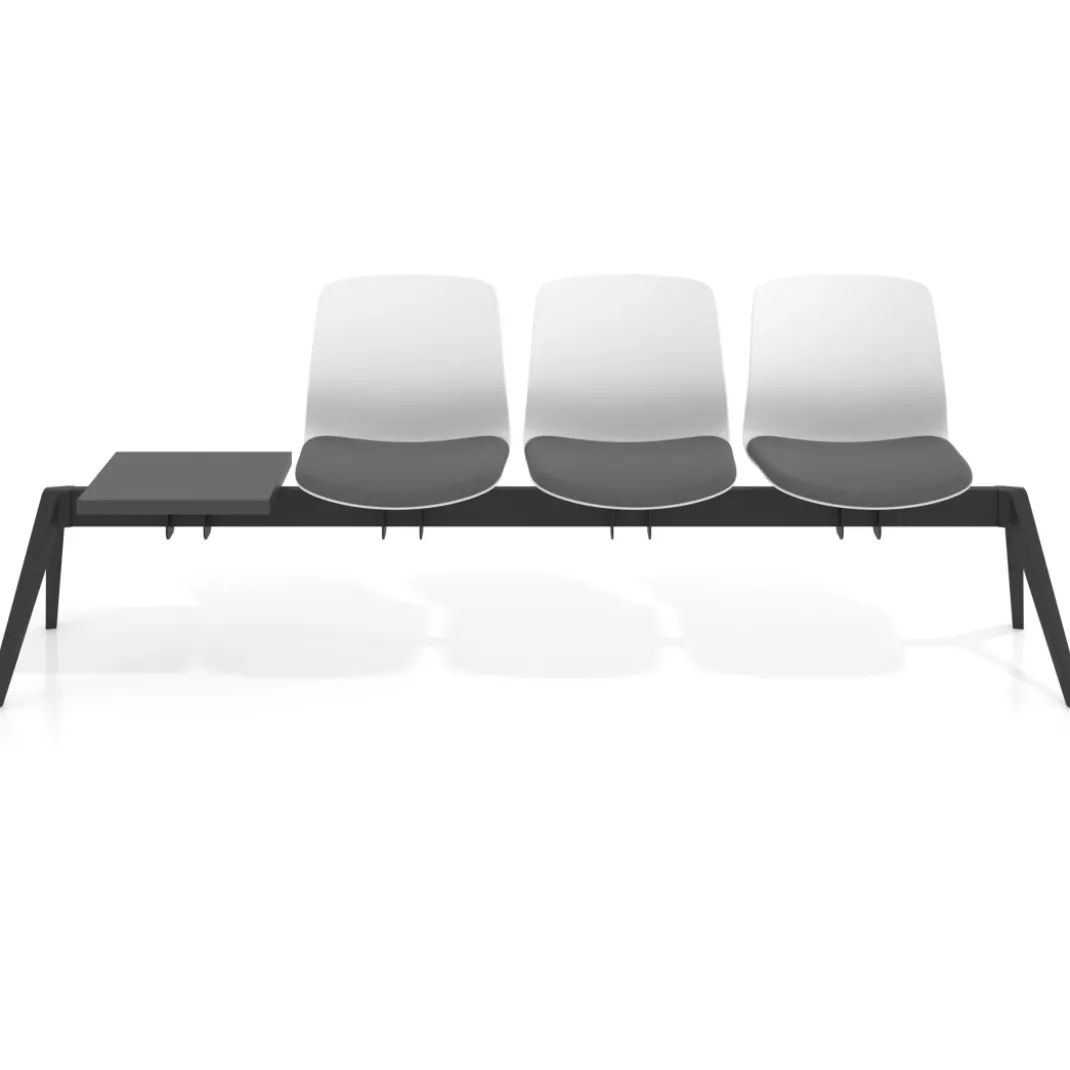 Bancada Sala de Espera Nexus 3 asientos + mesa, pata aluminio nylon