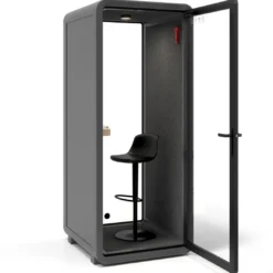 Cabina acústica telefónica Ofipod individual, estructura negra