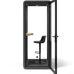 Cabina acústica telefónica Ofipod individual, estructura negra