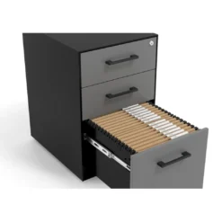 Cajonera de oficina Strong 2 cajones + archivo estructura negra frontales melamina