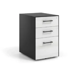 Cajonera de oficina Strong 2 cajones + archivo estructura negra frontales melamina