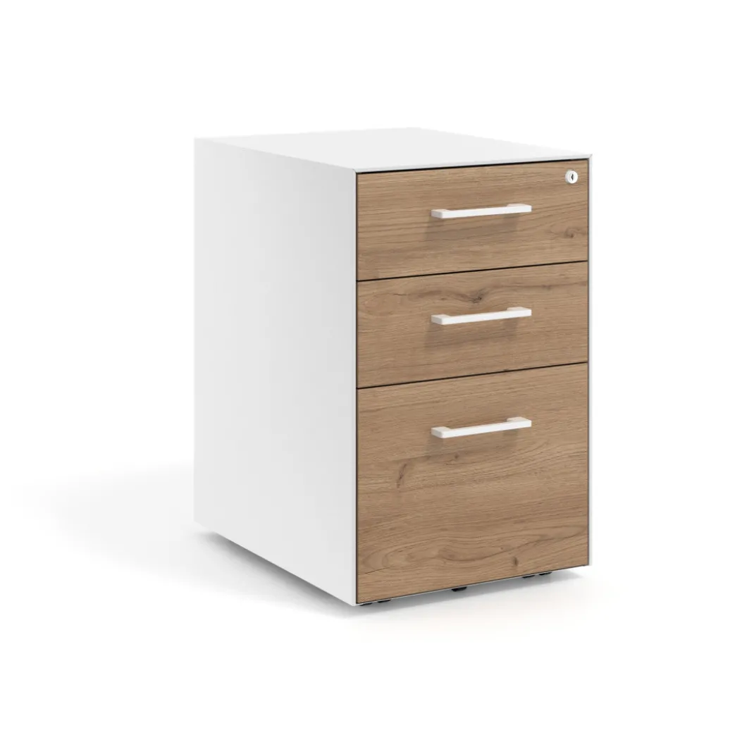 Cajonera de oficina Strong 2 cajones + archivo estructura blanca frontales melamina