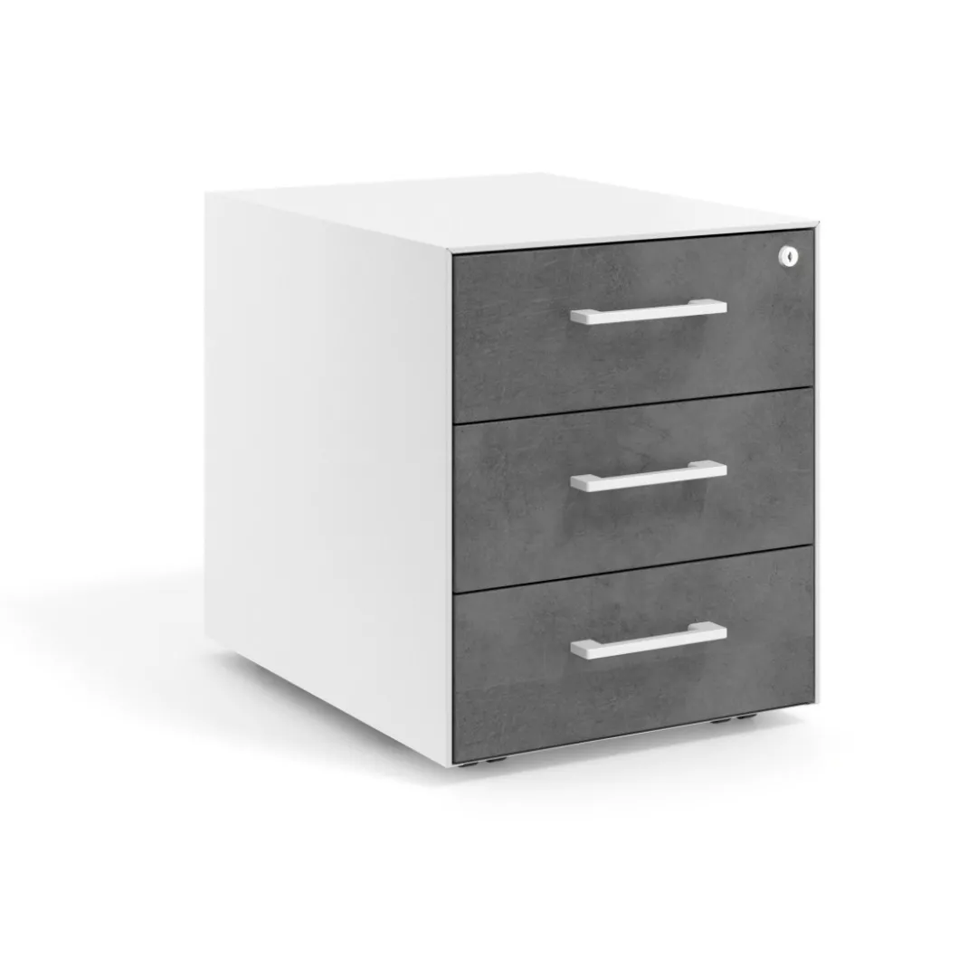 Cajonera de oficina Strong 3 cajones estructura blanca frontales melamina