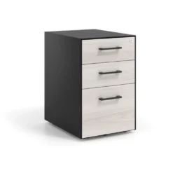 Cajonera de oficina Strong 2 cajones + archivo estructura negra frontales melamina