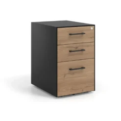 Cajonera de oficina Strong 2 cajones + archivo estructura negra frontales melamina