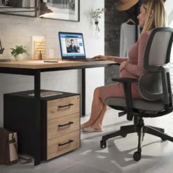 Cajonera de oficina Strong 3 cajones estructura negra frontales melamina