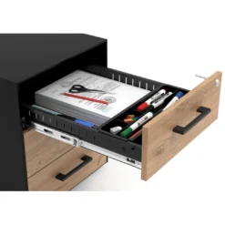 Cajonera de oficina Strong 3 cajones estructura negra frontales melamina