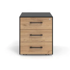 Cajonera de oficina Strong 3 cajones estructura negra frontales melamina