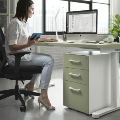 Cajonera de oficina Strong 2 cajones + archivo estructura blanca frontales melamina