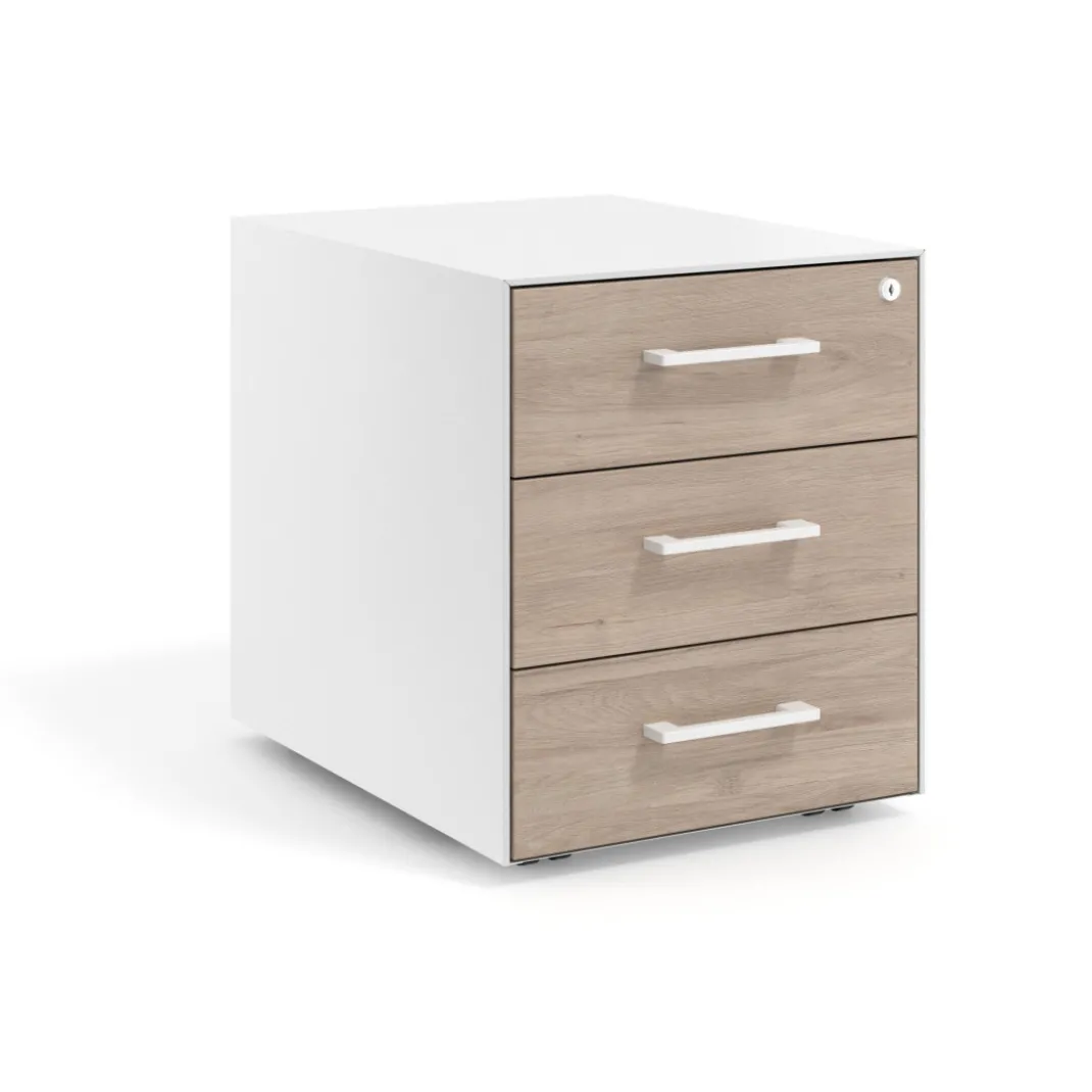 Cajonera de oficina Strong 3 cajones estructura blanca frontales melamina